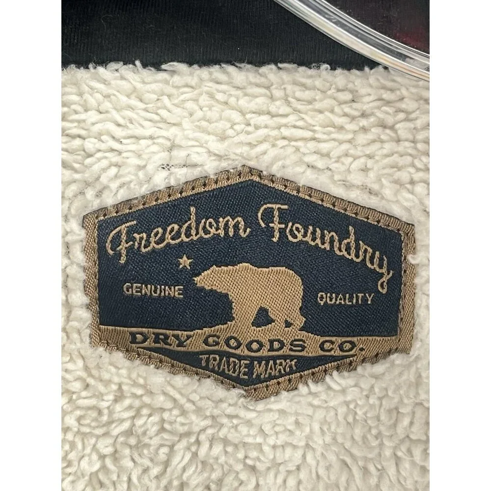 Freedom Foundry Blue Plaid Sherpa Lined Button Shirt Jacket Shacket Sz Large